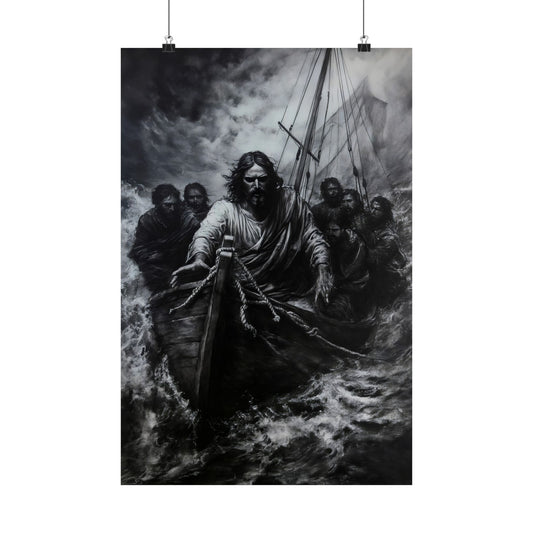 Jesus Calming the Storm Matte Poster | Religious Wall Art