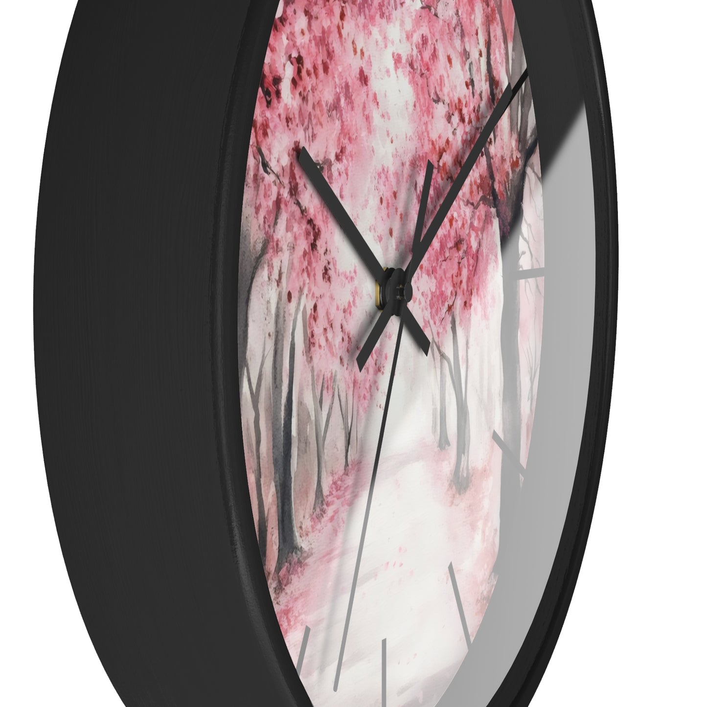 Cherry Blossom Path Wall Clock | Pink Floral Tree Landscape, Spring Decor