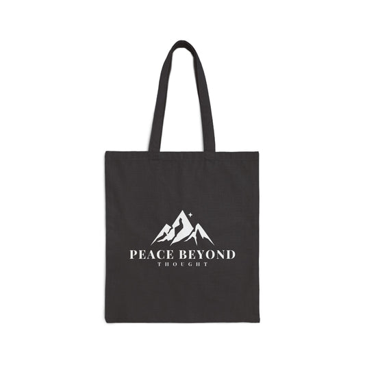 Mountain Icon Peace Beyond Thought Logo Tote Bag | Canvas Eco Shopper