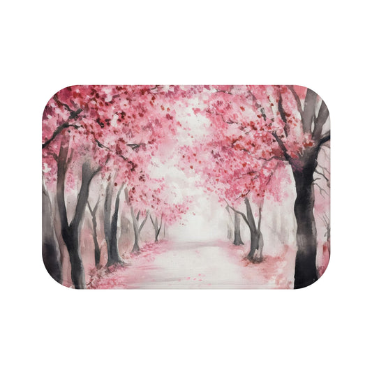 Cherry Blossom Path Bath Mat | Pink Sakura Tree Walk