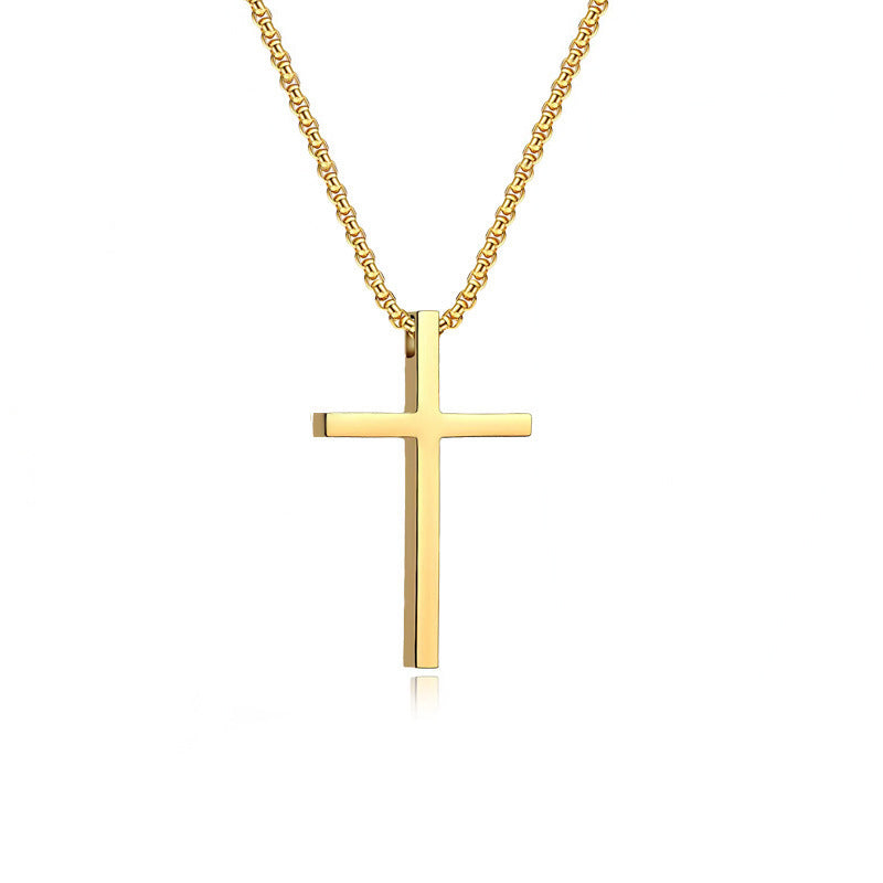 Classic Titanium Steel Cross Necklace – product view 9