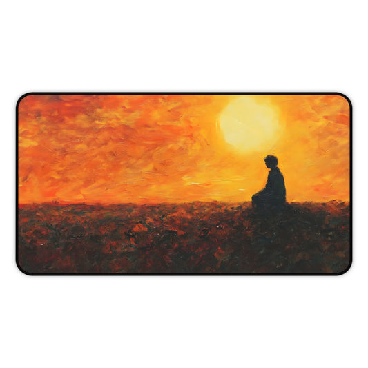 Sunset Meditation Desk Mat | Silhouette Sunrise Mousepad