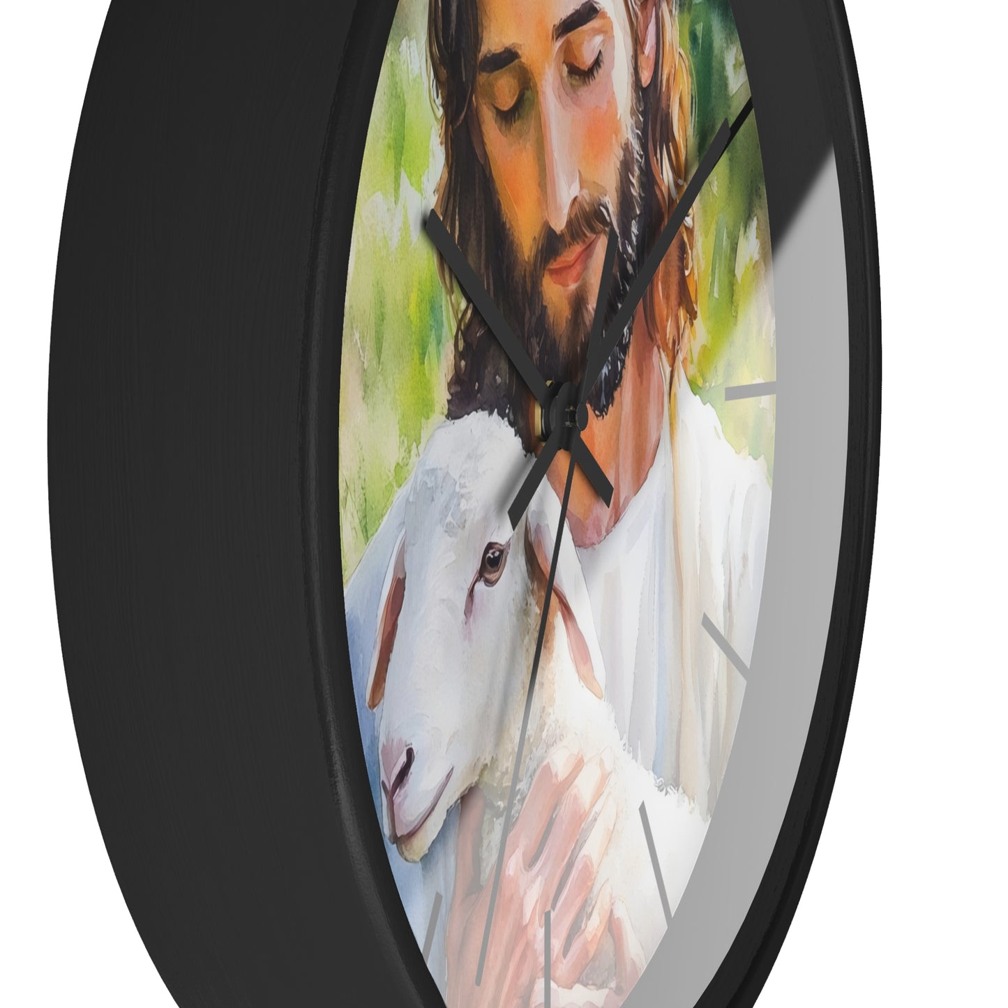 Jesus Holding Lamb Wall Clock | Christian Religious Nursery Decor