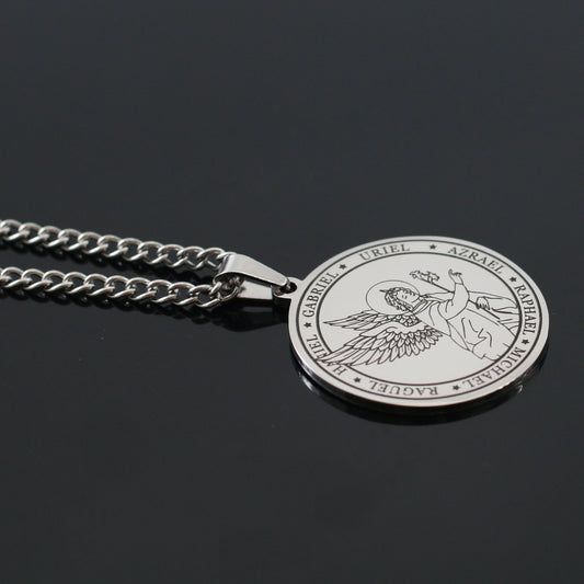 Titanium Steel Angel Wing Religious Necklace – product view 2