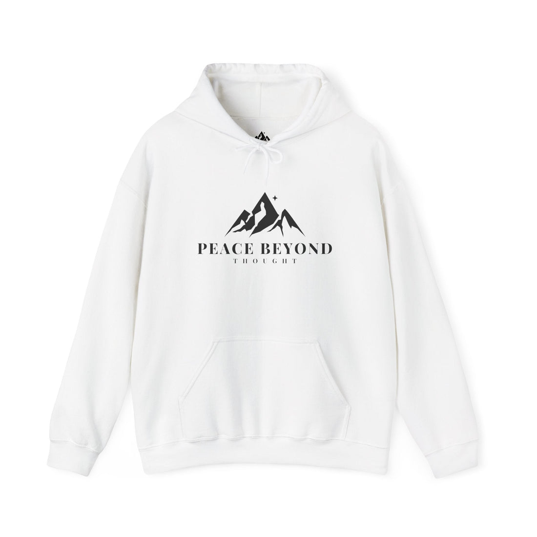 Peace Beyond Thought Brand Logo Hoodie | Minimal Outdoor Mountain Icon