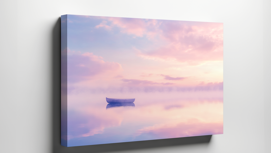 Pastel lake landscape canvas inspiring nature-themed decor for a calmer home