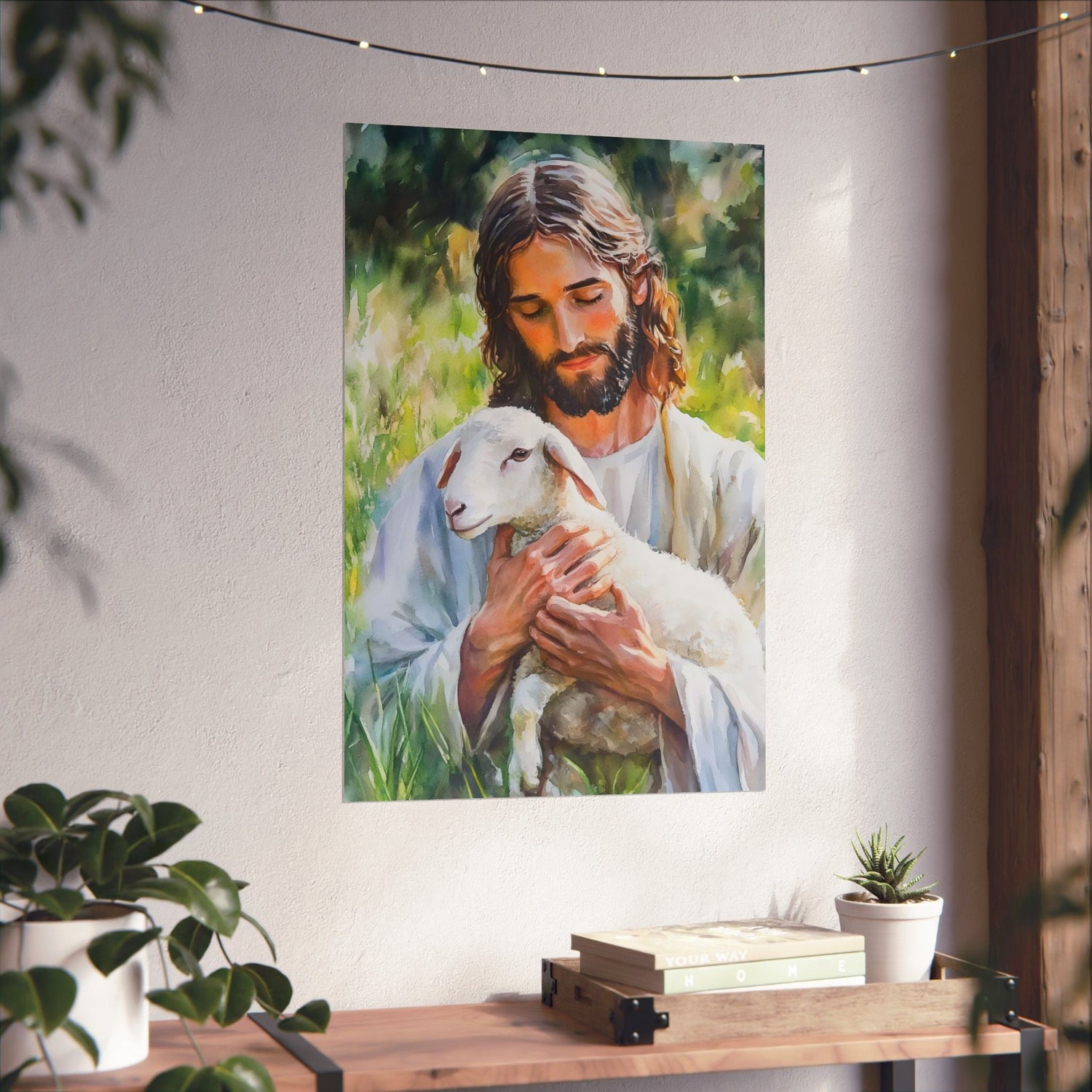 Jesus With Lamb Poster - Gentle Shepherd Wall Art 