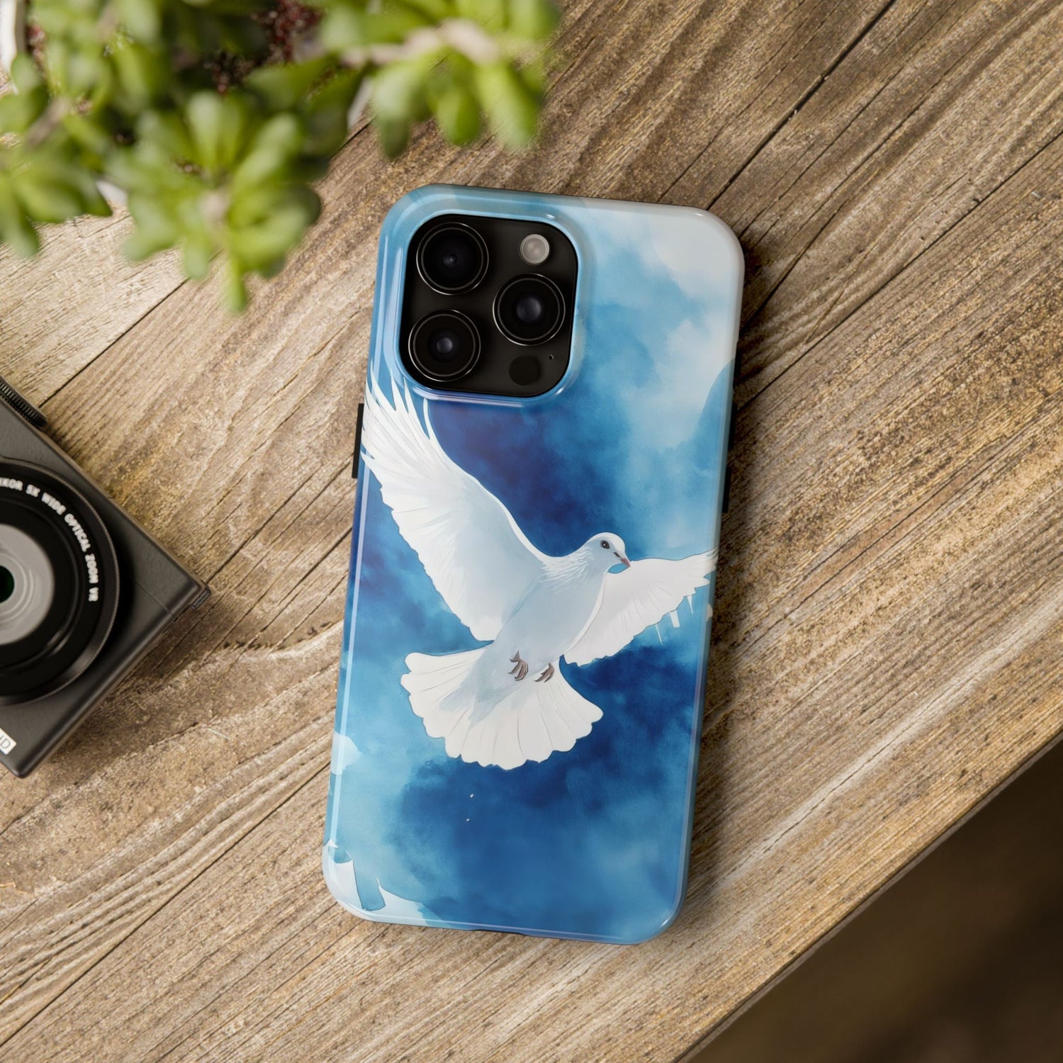 iPhone 16 case with Holy Spirit Dove iPhone Case - Christian Symbol of Peace Cover - Blue Sky Religious Art & Bird Freedom Design