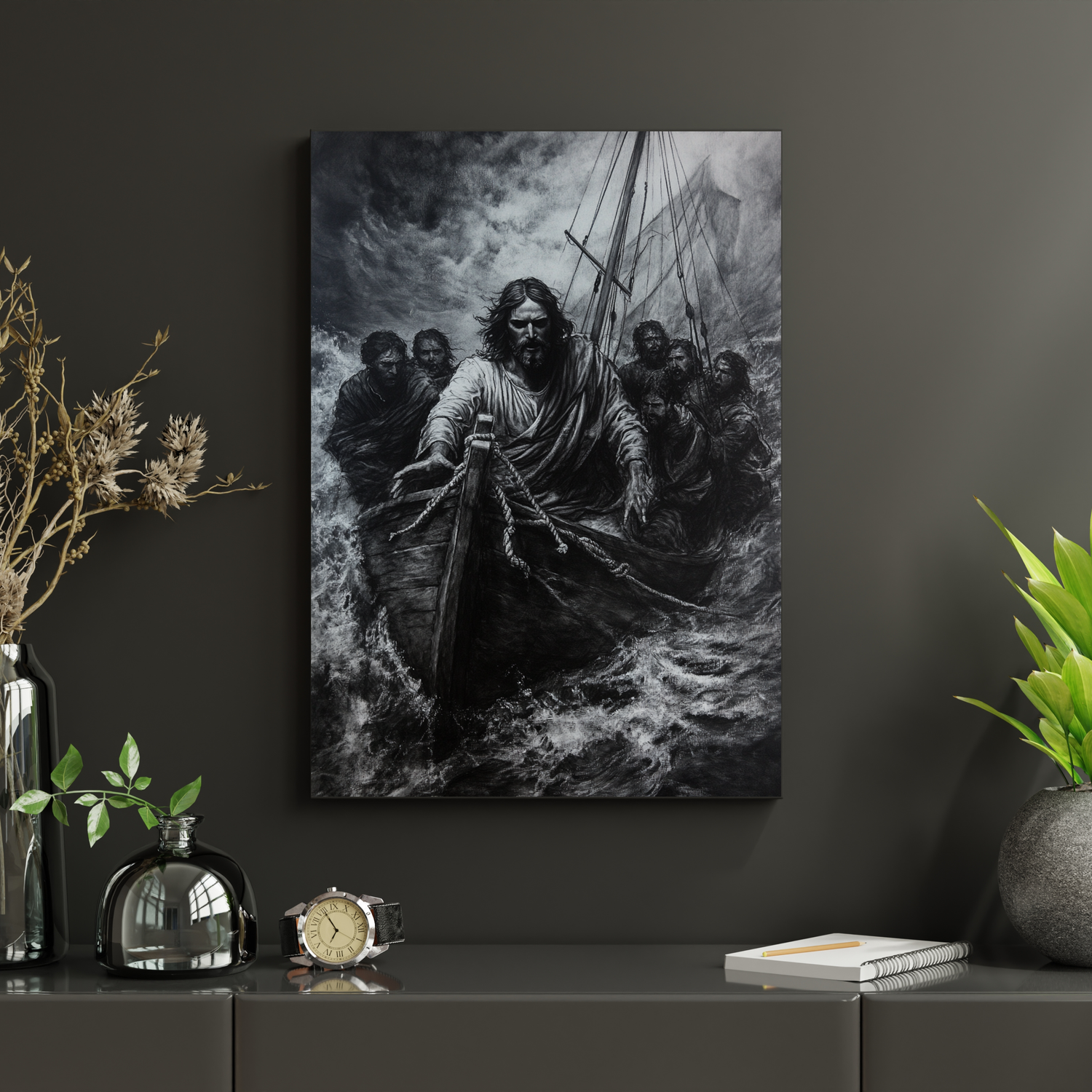 Peace Be Still Canvas - Jesus Calming the Storm Wall Art | Peace Beyond Thought