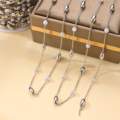 Imitation Pearl Chain Necklace – product view 7