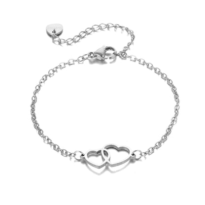 Double Heart Stainless Steel Bracelet – product view 5