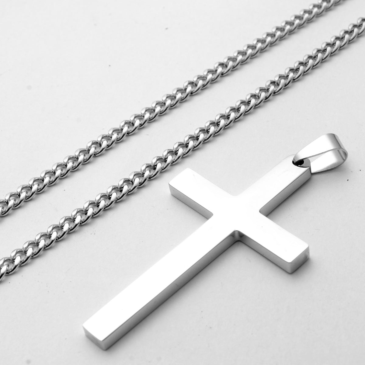 Stainless Steel Cross Pendant Necklace – product view 6