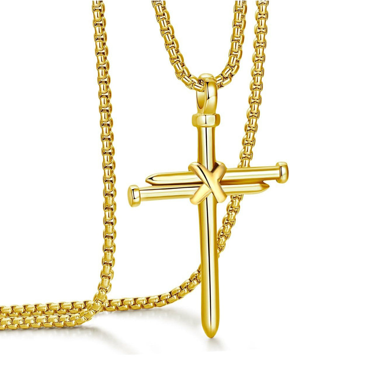 Retro Cross Titanium Steel Necklace – product view 3