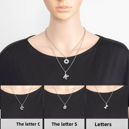 Stainless Steel Letter Necklace with Crystal Pendant – product view 5
