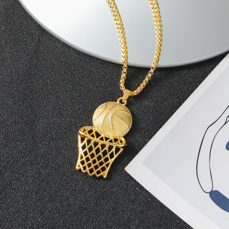 Basketball Frame Pendant Necklace – product view 3