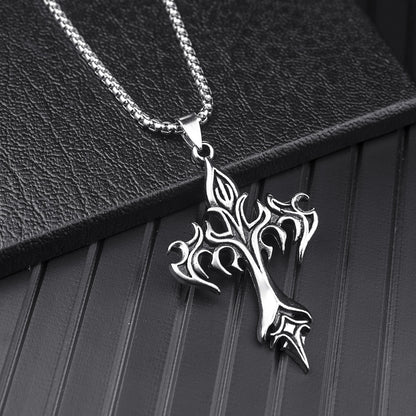 Colour-Accent Titanium Steel Cross Necklace – product view 9