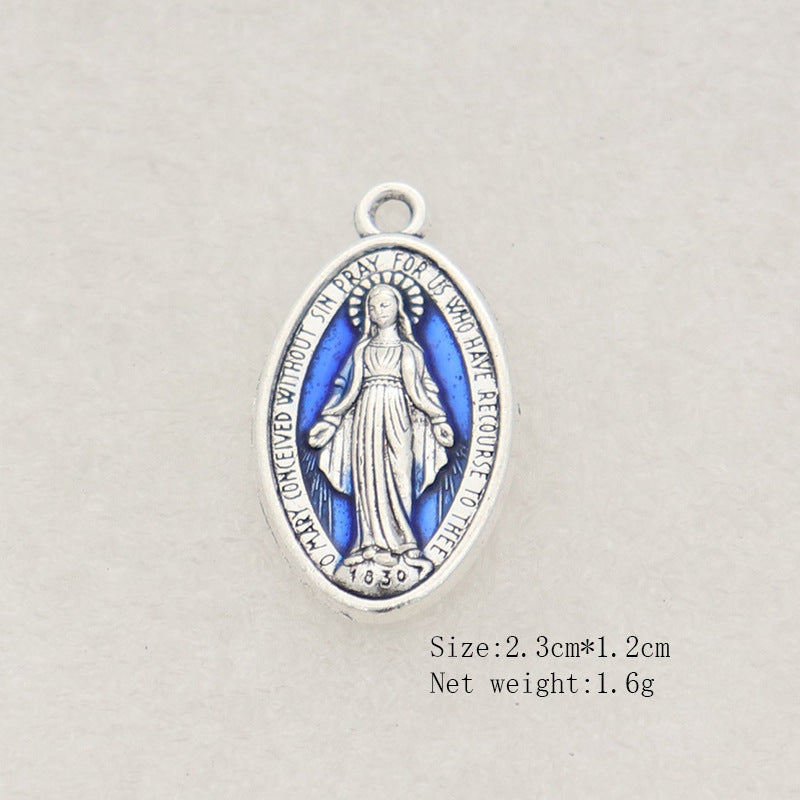 Vintage Oval Mary Pendant Necklace – product view 7
