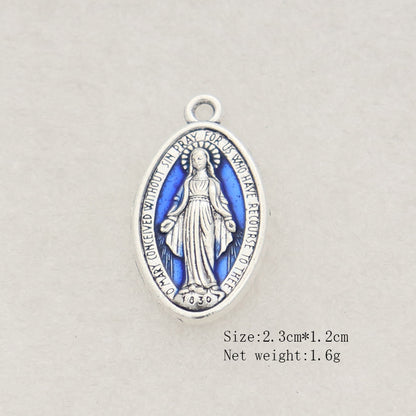 Vintage Oval Mary Pendant Necklace – product view 7