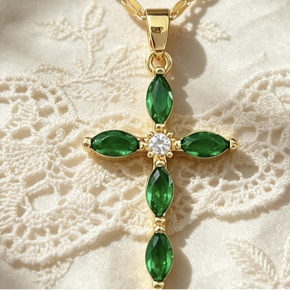 Crystal-Accent Titanium Steel Cross Necklace – product view 10