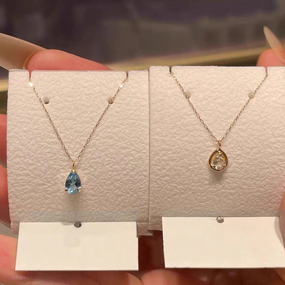 Aquamarine Water Drop Pendant Necklace – product view 3