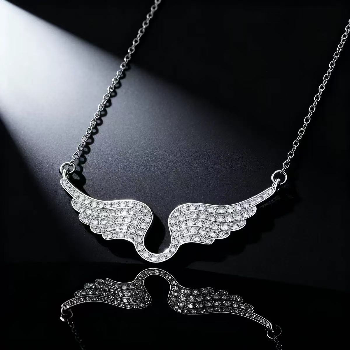 Angel Wing Crystal Pendant Necklace – product view 7