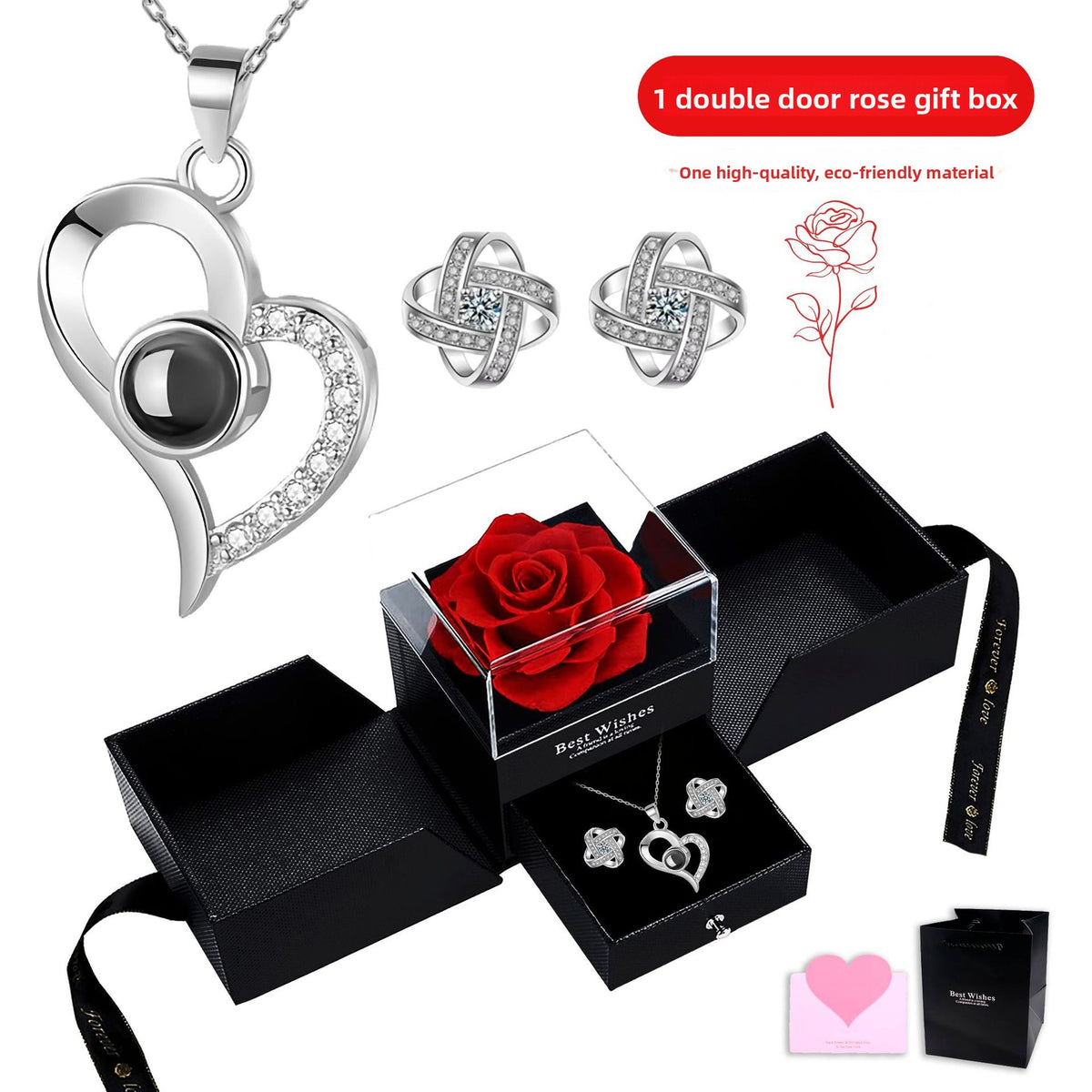 Heart Projection Necklace with Multilingual Message – product view 10