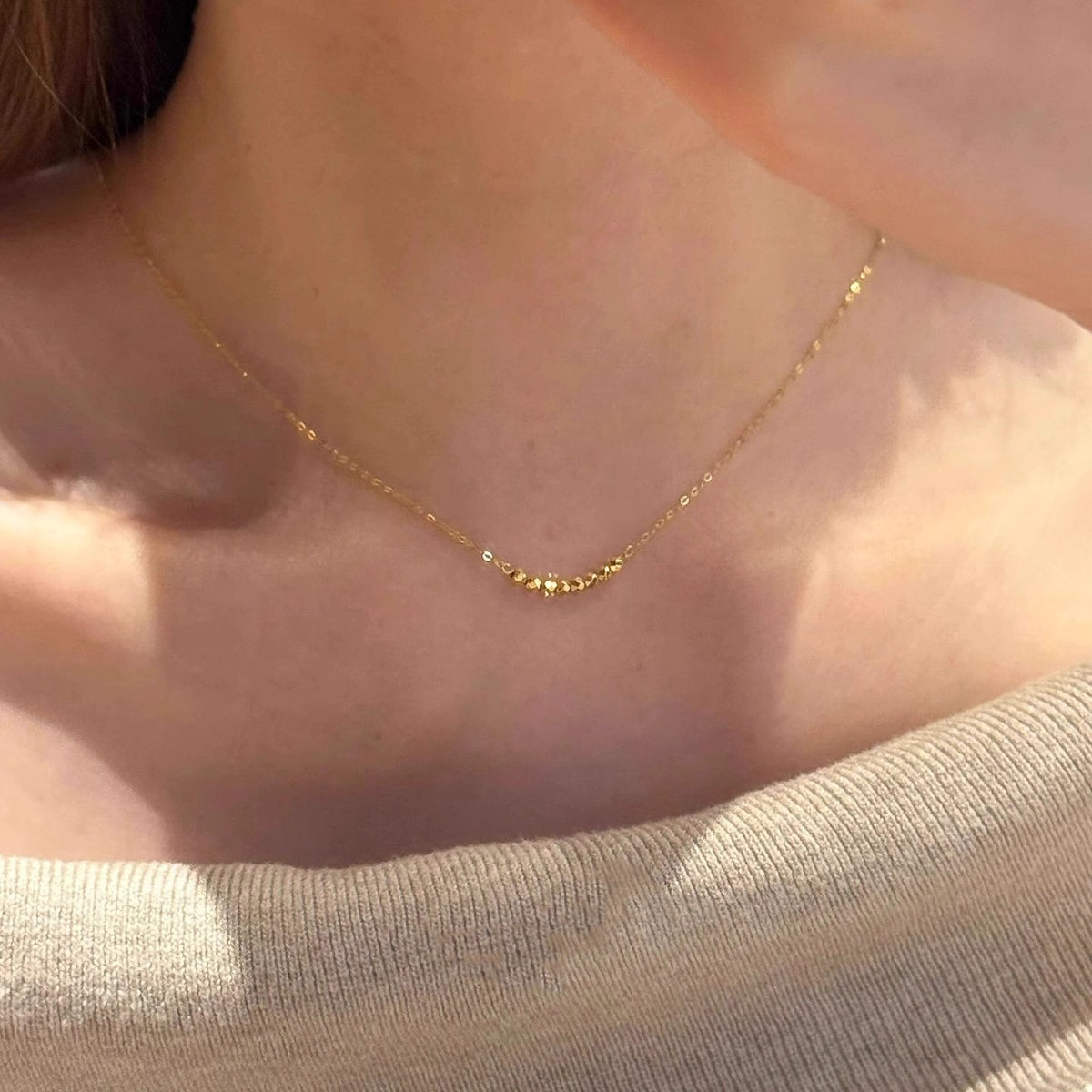 Geometric Electroplated Bead Necklace – product view 3