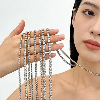 Stainless Steel Rhinestone Tennis Chain Necklace – product view 2