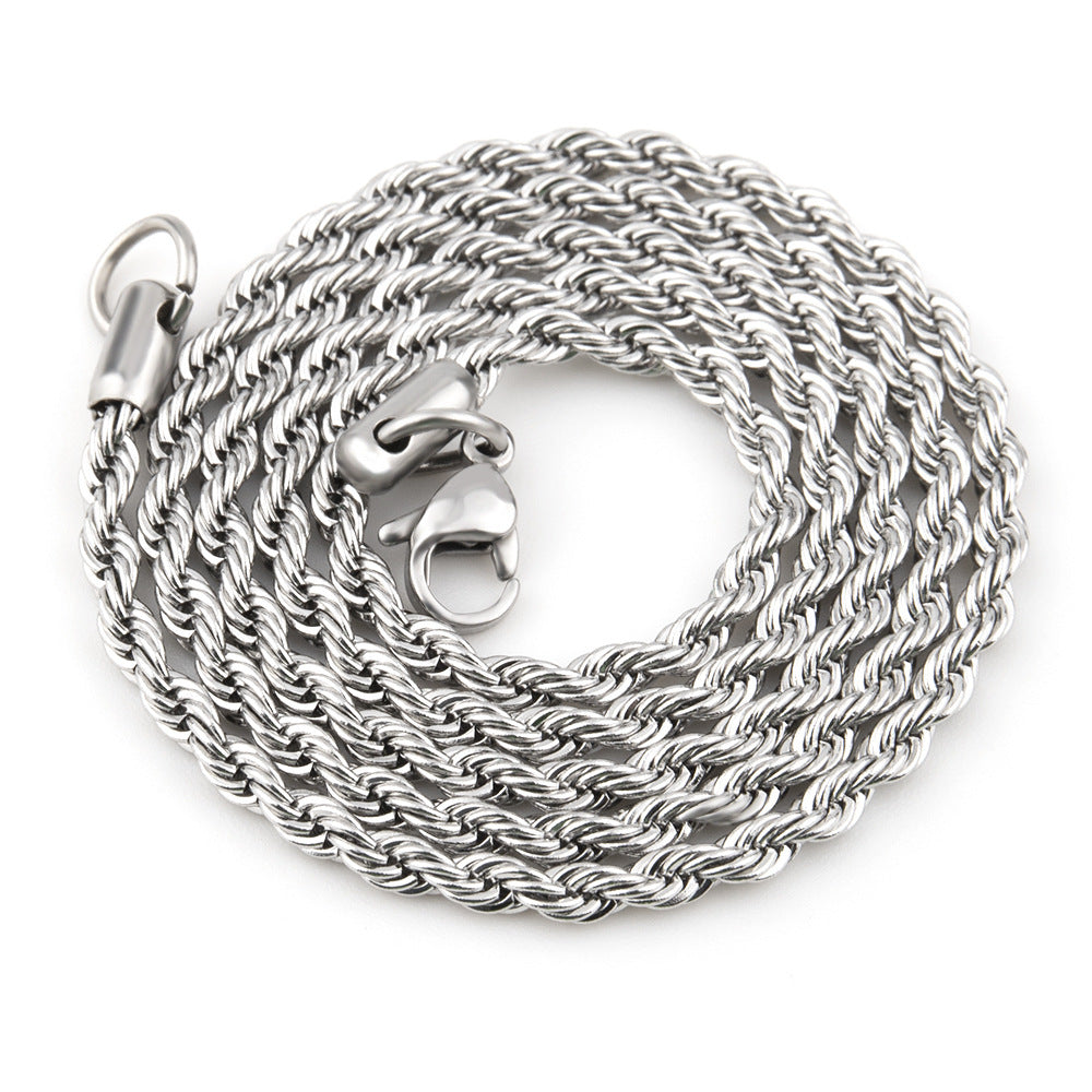 Twist Chain Titanium Steel Necklace – product view 6