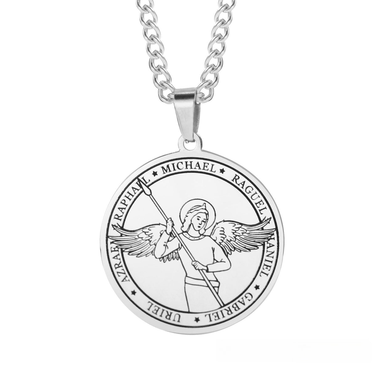 Titanium Steel Angel Wing Religious Necklace – product view 6