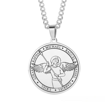 Titanium Steel Angel Wing Religious Necklace – product view 6