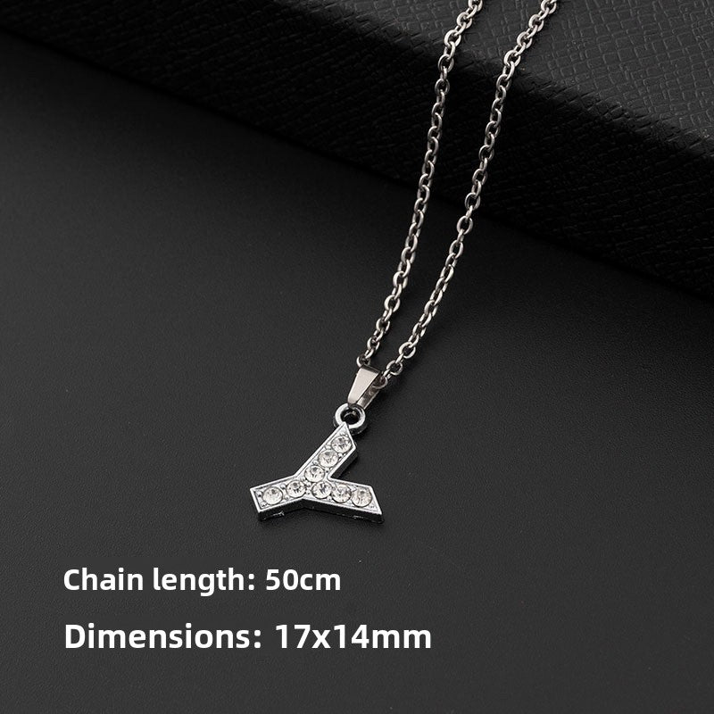 Stainless Steel Letter Necklace with Crystal Pendant – product view 30
