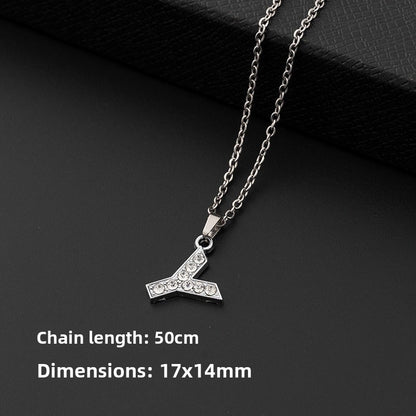 Stainless Steel Letter Necklace with Crystal Pendant – product view 30