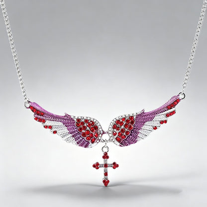 Angel Wing Cross Pendant Necklace – product view 2