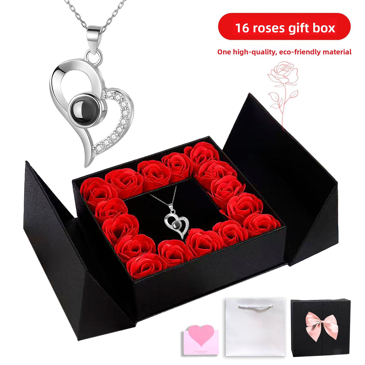 Heart Projection Necklace with Multilingual Message – product view 21