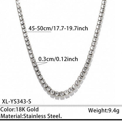 Stainless Steel Rhinestone Tennis Chain Necklace – product view 8