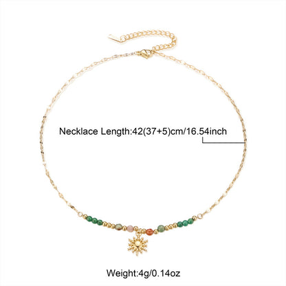 Bohemian Beaded Necklace Stainless Steel Round Colored Crystal – product view 9