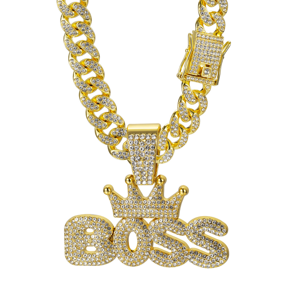 Crown Pendant Cuban Chain Necklace – product view 5