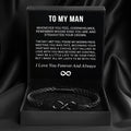 Engraved Leather & Steel Magnetic Bracelet