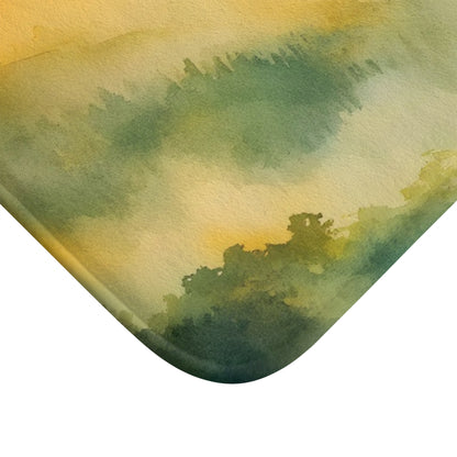 Abstract watercolor pattern in green and gold on canvas, spiritual home decor art