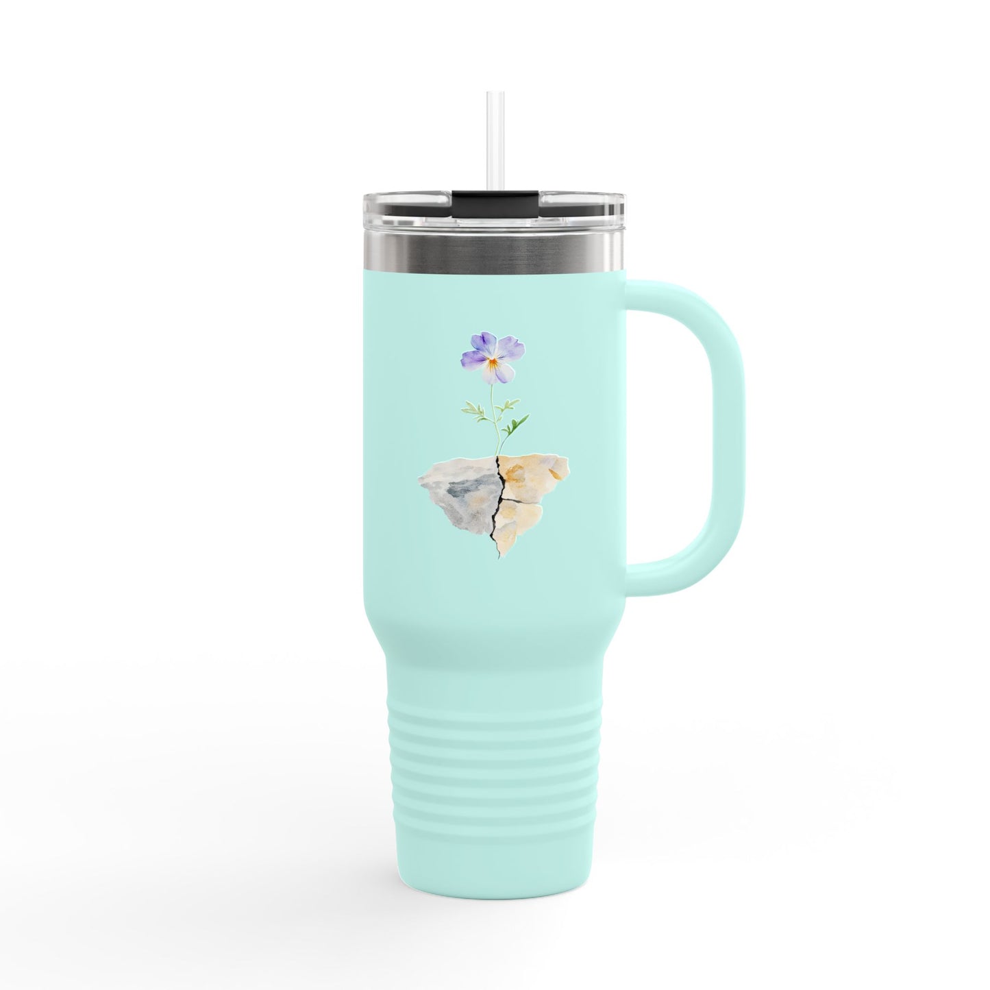 Broken Pot with Purple Pansy 40oz Travel Mug | Insulated Tumbler