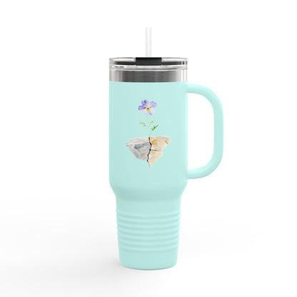Purple Pansy Broken Pot 40oz Insulated Travel Tumbler — alternate tumbler product image 6