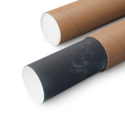 Rolled Christian wall art poster in brown shipping tube on white background