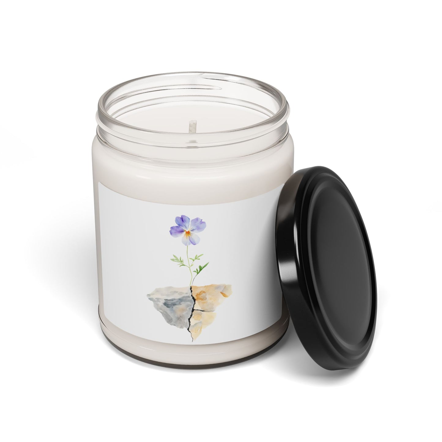 Violet Pansy Watercolor Candle