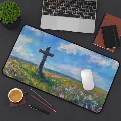 Cross in Wildflower Field Christian Desk Mat — alternate desk mat product image 9
