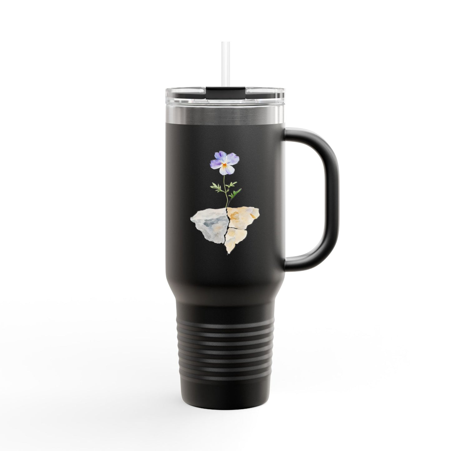 Broken Pot with Purple Pansy 40oz Travel Mug | Insulated Tumbler