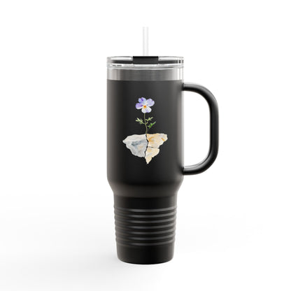 Purple Pansy Broken Pot 40oz Insulated Travel Tumbler — alternate tumbler product image 3