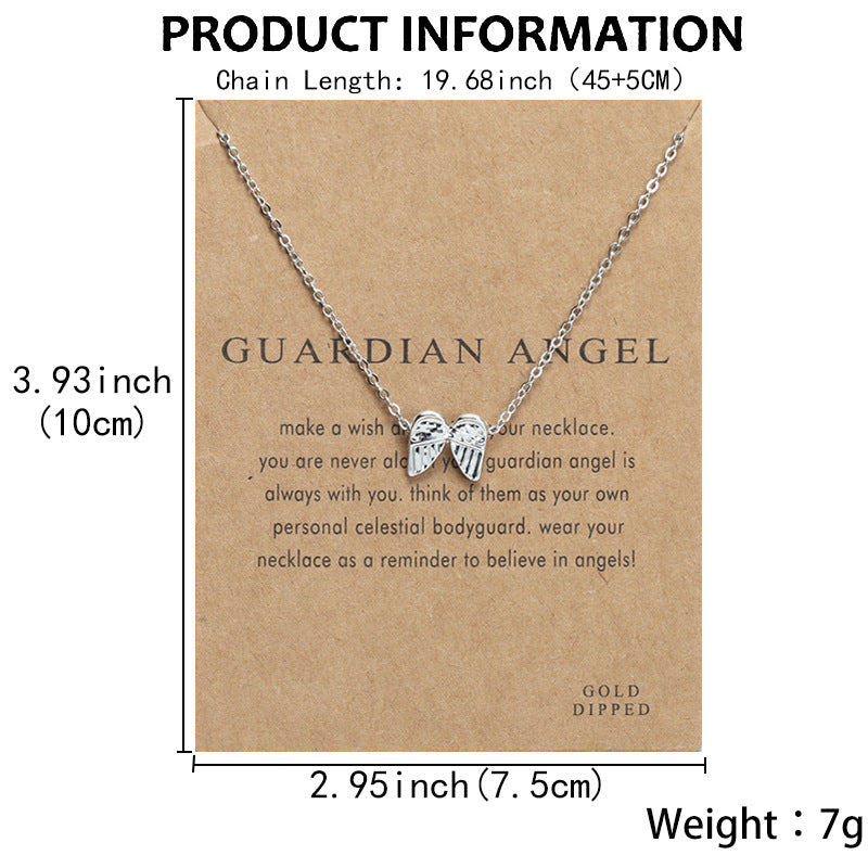 Angel Wing Pendant Necklace with Card – product view 2