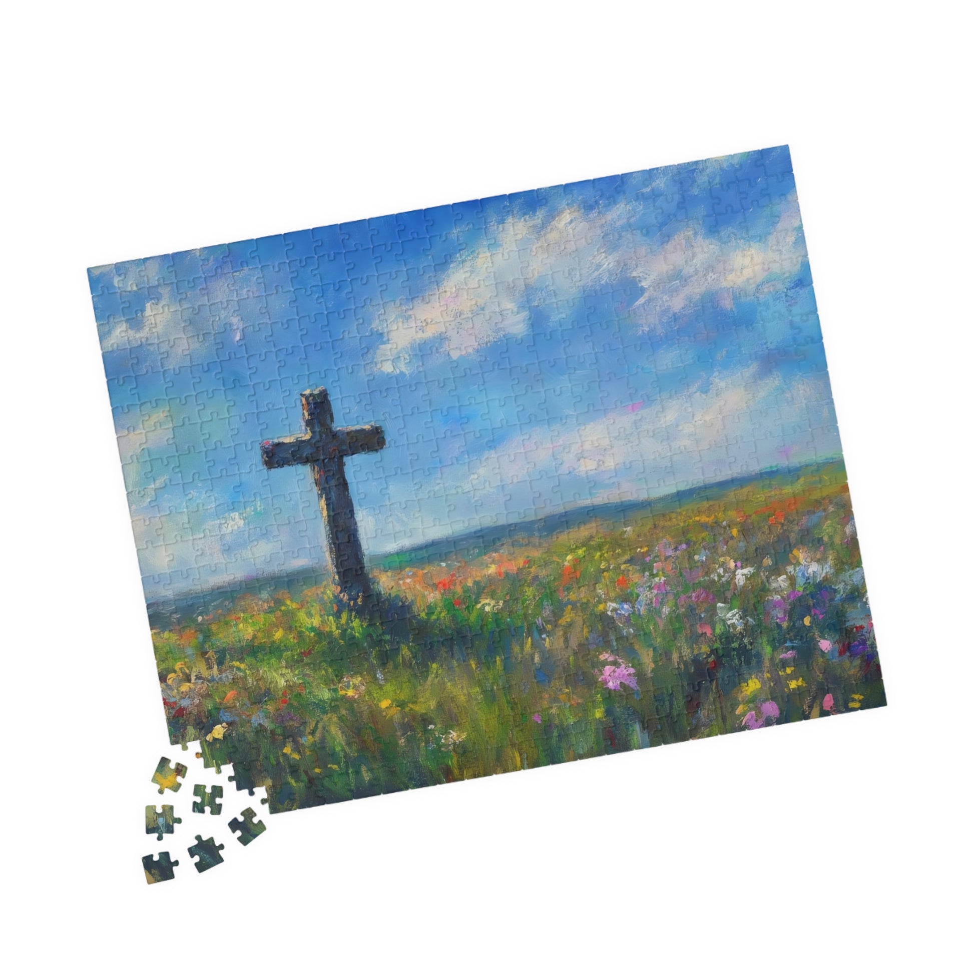 Cross in Wildflower Field Landscape Puzzle — alternate puzzle product image 12