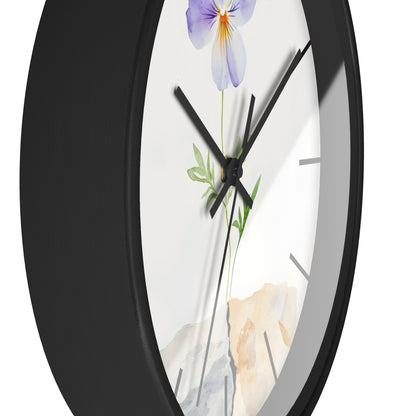 Watercolor Pansy Floral Wall Clock — alternate clock product image 3